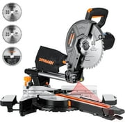 DOVAMAN Miter Saw, 10 inch Sliding Miter Saw, Double Speed 3200/5000RPM, 3 Blades, 0-45 Bevel Cut w/Laser, Max Cut 3.5 * 13.4in, 9 Positive Stops, Compound Miter Saw for Wood, PVC, Soft Metal-DMS01A