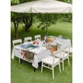 thumbnail image 4 of Outdoor Tablecloths with Umbrella Hole & Zipper, Spring Floral Rectangle Tablecloth 60x120 Inch, Wooden Elegant Pastoral Flowers Waterproof Table Cloth, Patio/Pool/Picnic Table Covers, 4 of 8