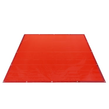 KFFKFF Welding Screen with Frame, 6 x 6 FT Suspended Welding Barrier, Fire-Resistant Vinyl Welding Safety Screens with 6-Tier UV Shield & Mounting Openings, Mobile for Factory/Commercial Applications