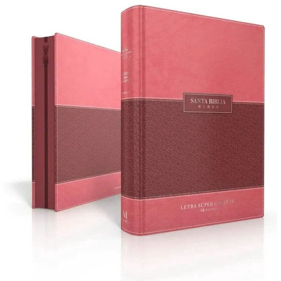 Biblia RVR 1960 Letra Súper Gigante Símil Piel Duotone Coral Coral con Índice con Cierre