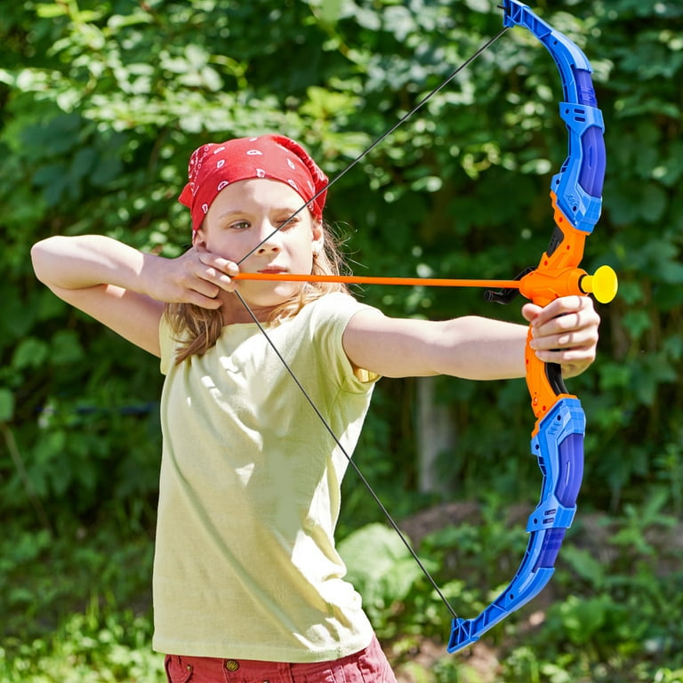 TOY Life Bow and Arrow for Kids 4 6 8 12 Year Old 2 Pack Bow Arrow Set with LED Lights Kid Bow and Arrow for Boys Archery Set with Standing Target