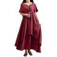 thumbnail image 3 of Nueva moda mujer vestido flojo ocasional del color sólido de manga corta boho summer maxi vestido MABOTO Vestido, 3 of 7