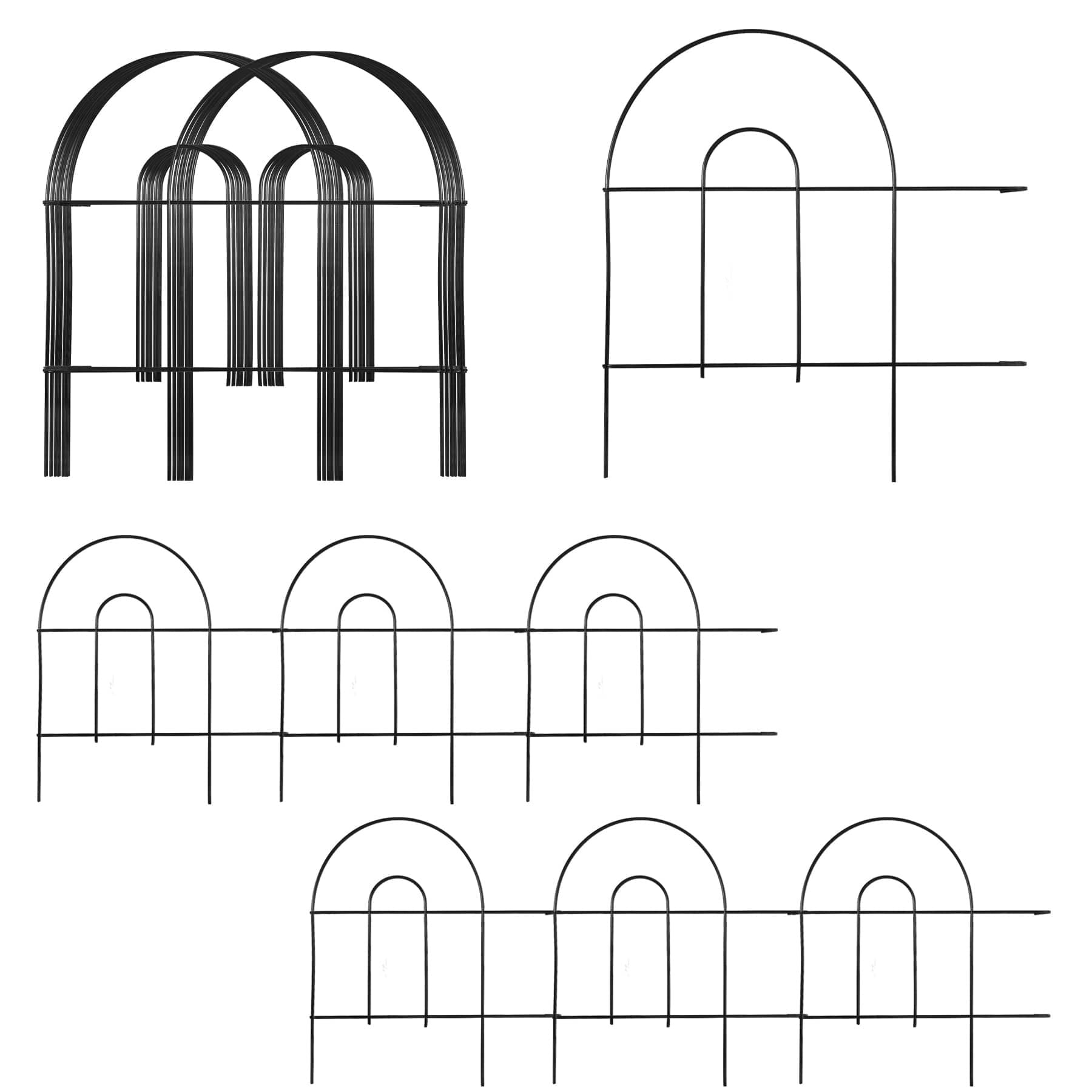 HomGarden 18in x 50ft Garden Fence 35PCS Landscape Patio Flower Decorative Fence