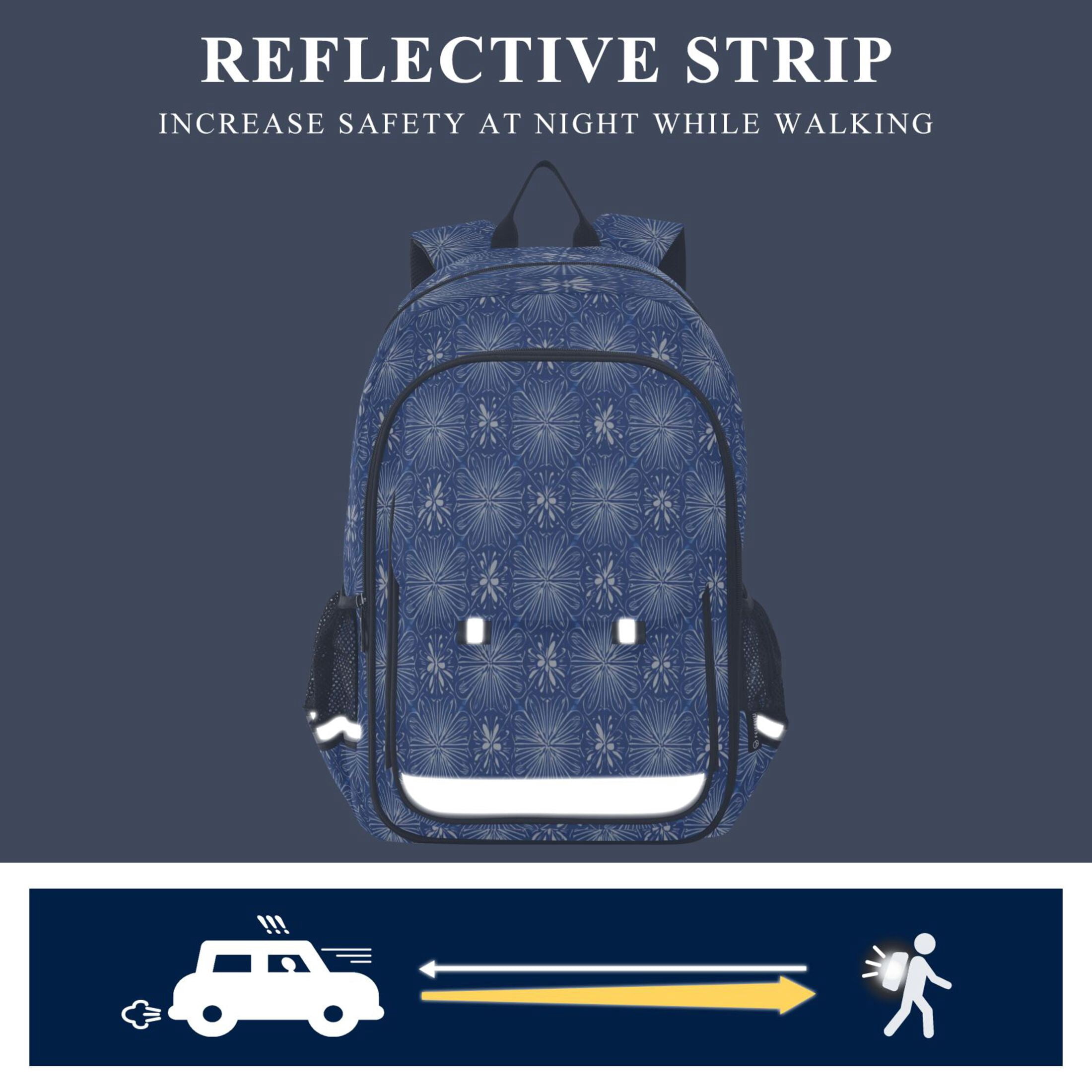 Backpack 12.9 *5.1 * 17.7 Inches Outing Backpack, Shopping Backpack, Travel Backpack Traditional Japanese Blue Motifs