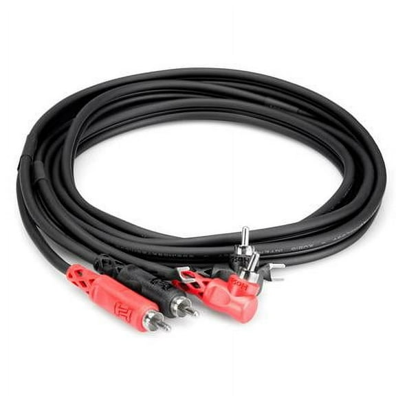 3.3'/1m 2 RCA Male to 2 RCA Angled Male with Ground Strap Dual Audio DJ Cable