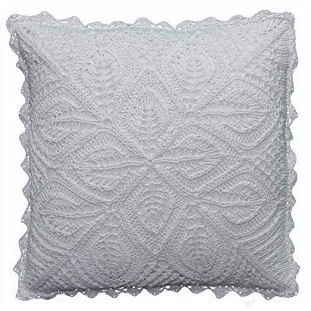 Creative Linens Cotton Crochet Pillow Cushion Cover 16x16 White