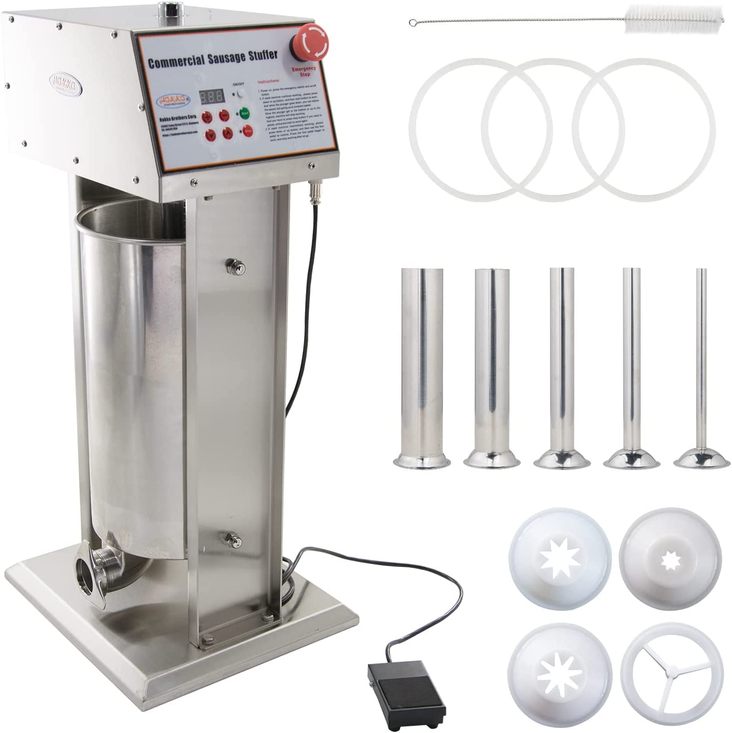 Hakka 22LB Electric Sausage Stuffer Stainless Steel and Vertical