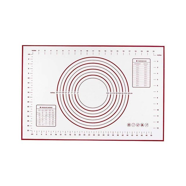 Tapete de silicona para repostería extragrande, 23,6 x 31,5 pulgadas, con medidas, aprobado por la FDA y sin Bpa, información de conversión incluida (rojo-xxlarge (23,6'x31,5'))