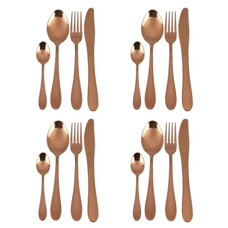 

4Set 16Pcs Dinnerware Set 304 Stainless Steel Cutlery Set Knife Fork Spoon Tableware Wedding Silverware Set