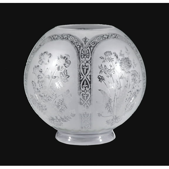 B&P Lamp® Supply 8" Five-Scene Clear & Etched Glass Gas Shade