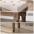 thumbnail image 4 of Upholstered Bench, Traditional Rectangle Tufted Ottoman Bench with Rustic Wood Vanity Stool Foot, French Vintage Tufted Bench, Upholstered Vanity Stool Piano Bench Makeup Stool, 4 of 5