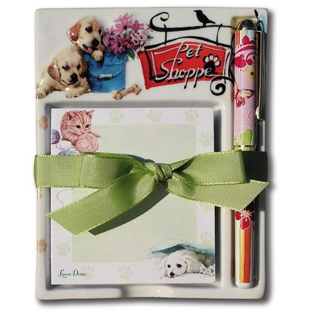 Lissom Design W26049 Purrfect Day 4 Piece Ceramic Organizer