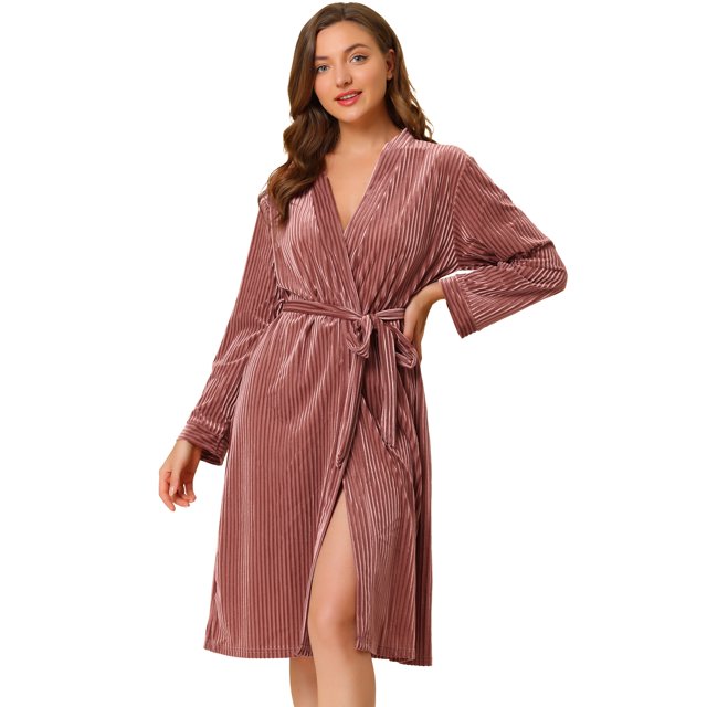 Albornoz Midi Allegra K para Mujer Rosa Coral XS