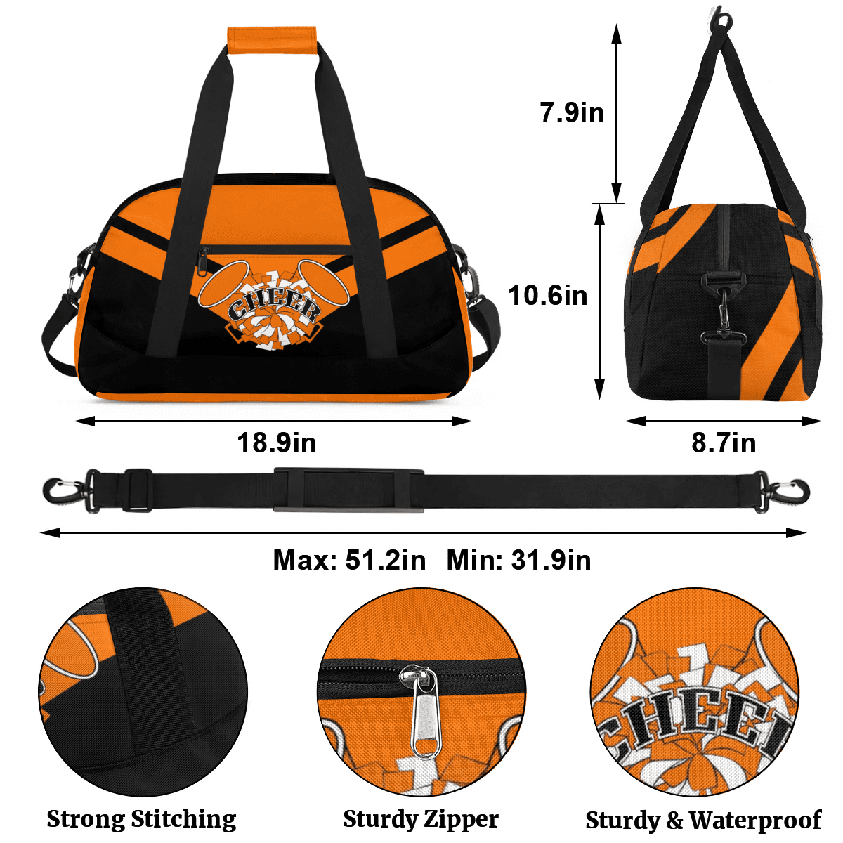 Qzjjjmy Cheer Dancing Bags for Girls Cheerleading Bag Weekender Bag