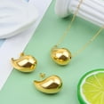 thumbnail image 7 of Titanium Steel Drop Shape Pendant Necklace Teardrop Earrings Sets Hypoallergenic 18K Golden Plated Waterdrop Necklace and Earring Studs for Women Gifts, 7 of 7