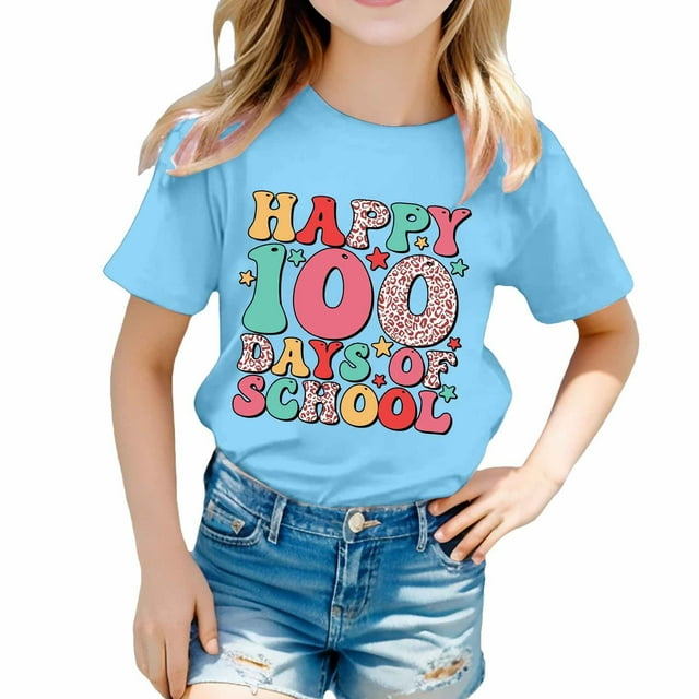 MEZZALL T-Shirts Imprimés Saison Scolaire pour Enfants Col Rond T-Shirt à Manches Courtes pour Garçons Filles Tee Tops Polyvalent, 10-11 Ans