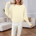 thumbnail image 2 of Oversized Batwing Sleeve Boat Neck Pullover Sweater Soft Knitted Casual Loose Fit Comfortable Long Sleeve Blouse, 2 of 4