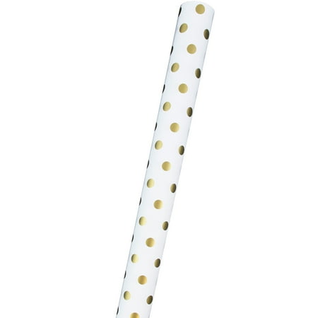 - JAM Paper Gift Wrapping Paper, 25 Sq Ft, White with Gold Foil Dots, Sold Individually