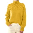 thumbnail image 2 of Aboser Cable Knit Pullover Sweater Women Turtleneck Drop Shoulder Sweaters Casual Long Sleeve Jumper Tops Warm Soft Chunky Knitwear for Fall Winter Yellow S, 2 of 8