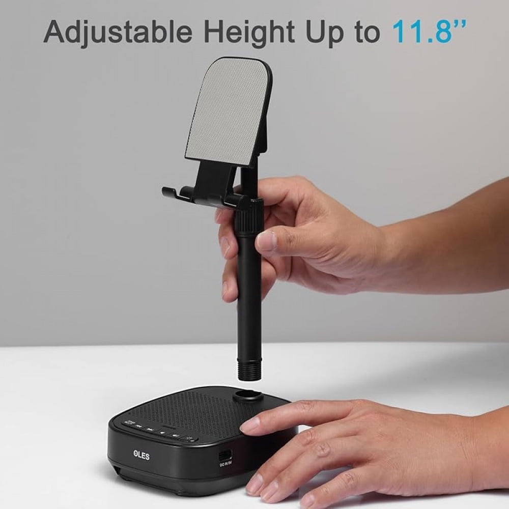Gifts for Men Women, Adjustable Cell Phone Stand with Wireless Bluetooth Speaker(7-11''Height), Unique Birthday Gifts for Dad Mom Him, Phone Holder Led Color Light for iPhone/Android/Tablets