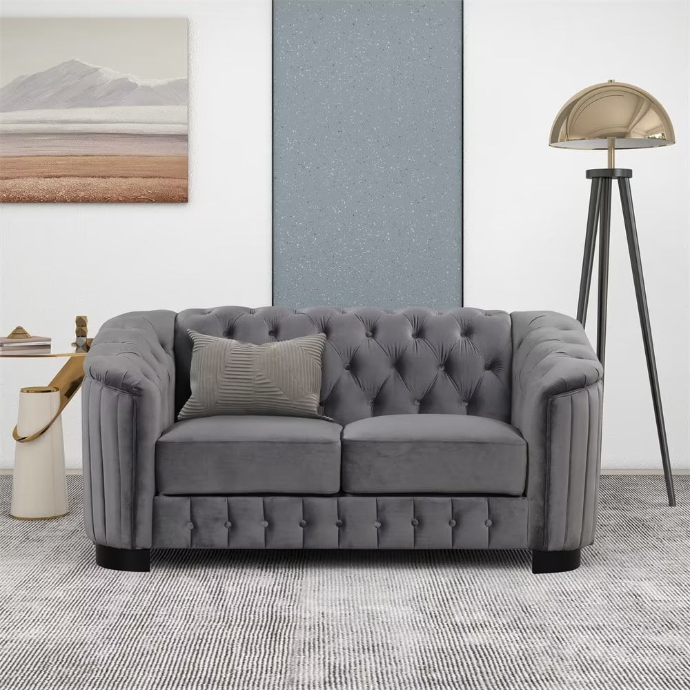 Loveseat Sofa, 64inch Velvet Upholstered 2seater Loveseat Sofa Couch