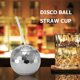 thumbnail image 1 of Copa De Bola De Discoteca Copa de bola de discoteca de 600 ml, taza de copa de vino de paja para fiesta de discoteca (plata), 1 of 4