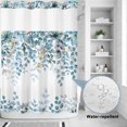 thumbnail image 2 of No Hook Shower Curtain, Blue Eucalyptus Leaves Shower Curtains for Bathroom with See Through Top Window, Farmhouse Watercolor Floral Waterproof & Washable Bath Curtain 60"x72", 2 of 9