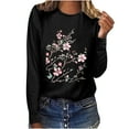 thumbnail image 1 of Pompotops Femmes Imprimé Décontracté Col Rond Manches Longues T-shirt Tops Blouse, 1 of 7