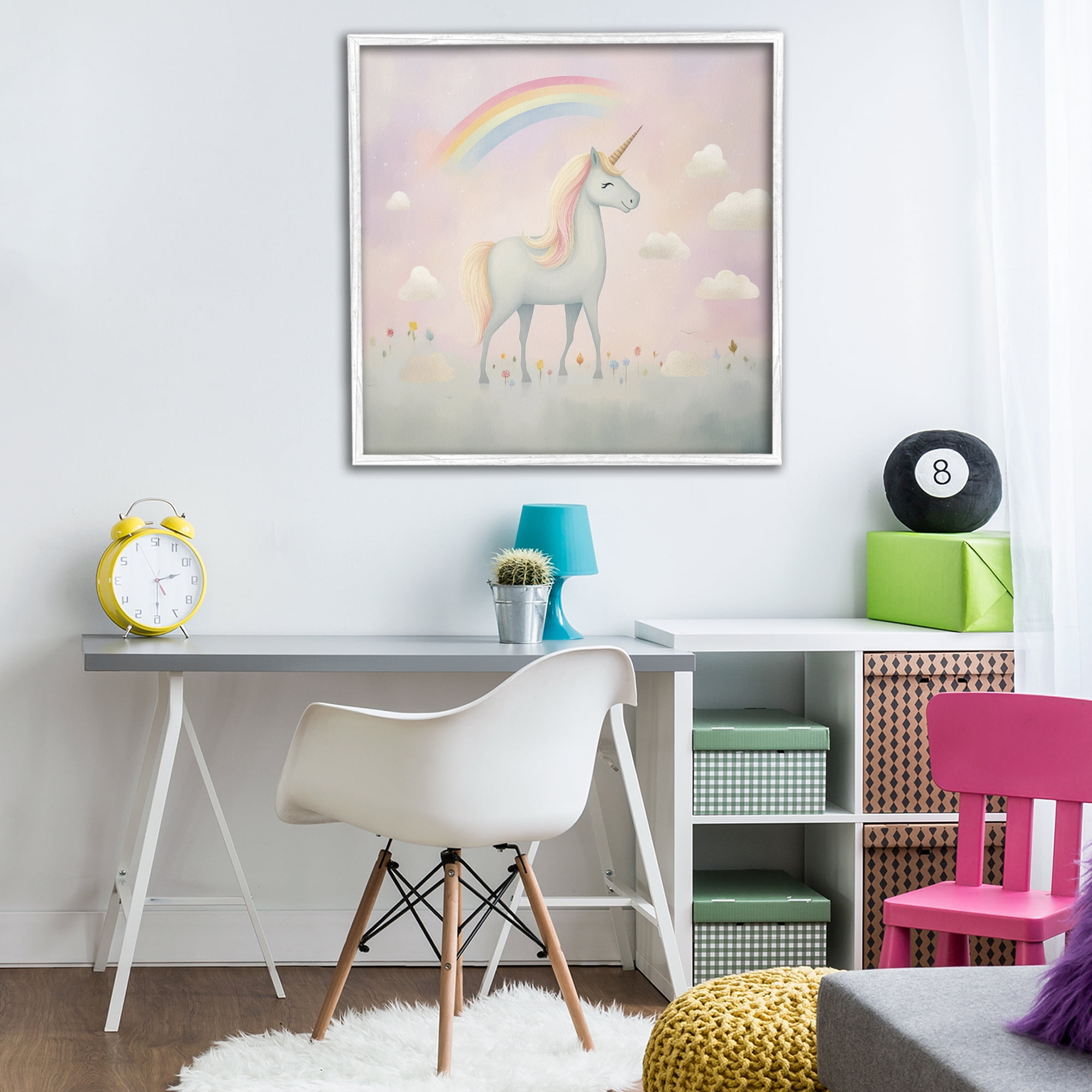 Stupell Industries Mystical Unicorn Dreams in Pastel White Framed Giclee Art, design by Lazar Studio