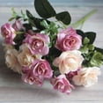 thumbnail image 4 of D-GROEE 2 Bouquet 15 Heads Artificial Rose Flowers Bouquet Faux Silk Flowers Rose for Home Bridal Wedding Party Festival Decor Xmas Gift, 4 of 4