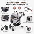 thumbnail image 3 of 4-Wheel Foldable Pet Stroller for Dogs & Cats 360° Rotating Wheels, Separable Carrier & Travel Bag for Small Animals, 3 of 5