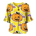 thumbnail image 4 of MVRLSH Shirts Tops for Women Half Button Down V Neck Three Quarter Sleeve Loose Fit Summer Cotton Casual Blouse Yellow - XXL, 4 of 5