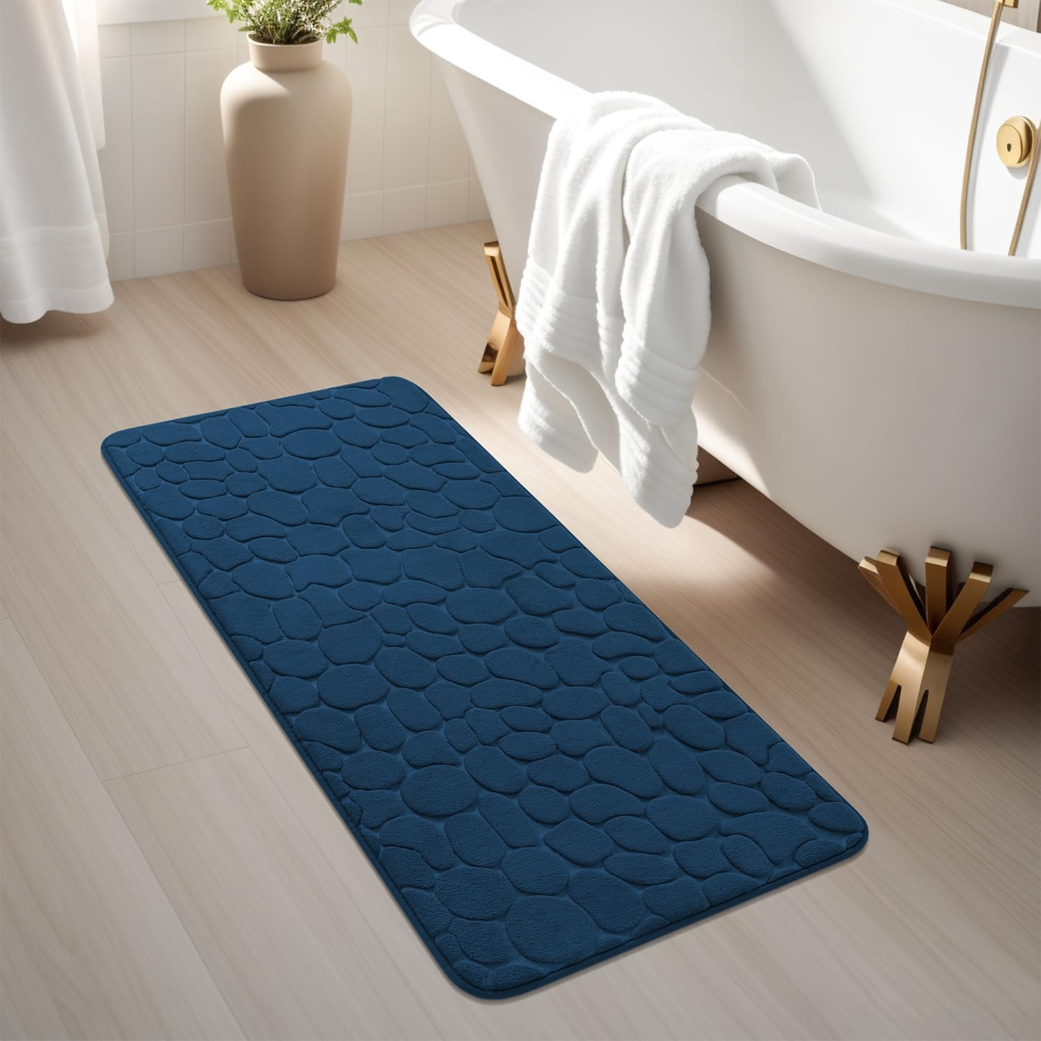 Memory Foam Bath Mat Cobblestone Bathroom Rugs Super Water Absorbent Bath Mats for Bathroom Machine Washable Bath Rugs