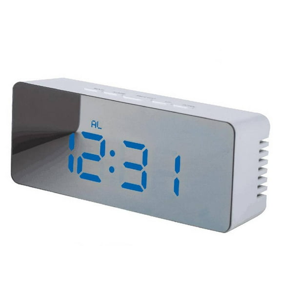 Riwesomey Reloj despertador LED digital 12H 24H Función de repetición de alarma Reloj de espejo Termómetro de interior Relojes electrónicos USB Artesanía No.02
