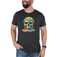 thumbnail image 3 of Colorful Neon Melting Skull Shirt for Men Vibrant Dripping Skeleton Adult Graphic Tee Dark Gray Heather Shirt Adult X-Large, 3 of 5