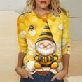 thumbnail image 3 of JTZGDY Bee Shirts for Women Funny Printed Plus Size Summer 3/4 Sleeve Round Neck Graphic T-Shirts Loose Oversized Casual Tunic Blouse Holiday Outfit Gift Clothes Yellow#05 M, 3 of 6
