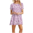 thumbnail image 1 of Pisexur Robes d'Été pour Femmes Robe de Plage Confortable à Fleurs Manches Courtes Col Rond Midi Robe Décontractée avec Poches, 1 of 7