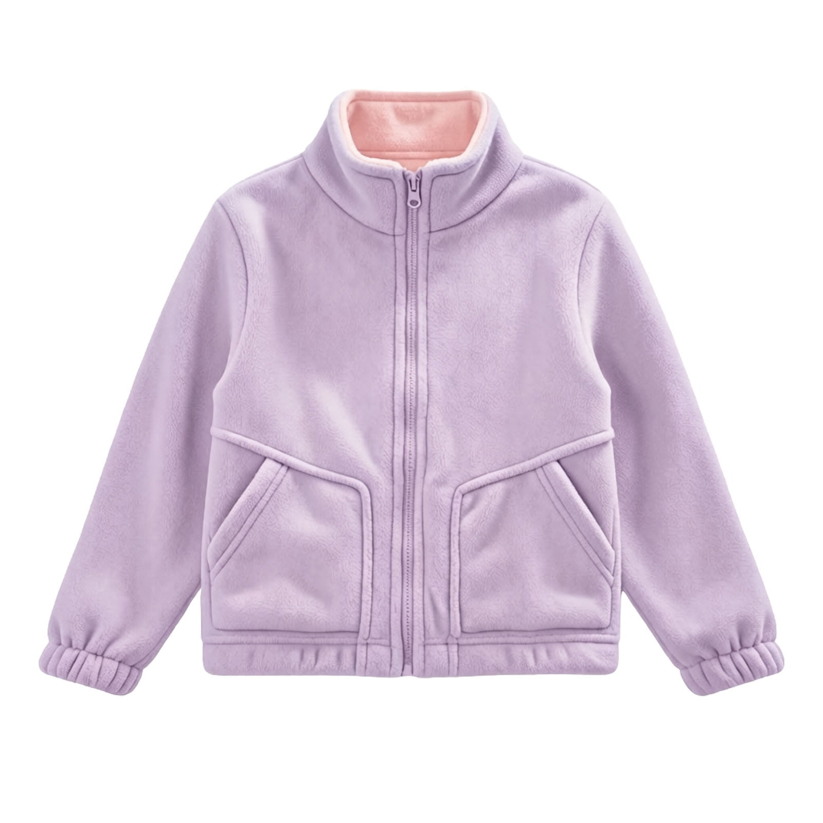 HAiming Kids Fleece Jackets Long Sleeve Full Zip Stand Collar Casual Trendy Sweatshirts Fall Winter Workout Tops