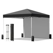 EROMMY 10' x 10' Pop Up Canopy Tent with 1 Sidewall, Portable Shelter Gazebo, Easy Outdoor Sun Shade for Events, Parties and Camping (Black)