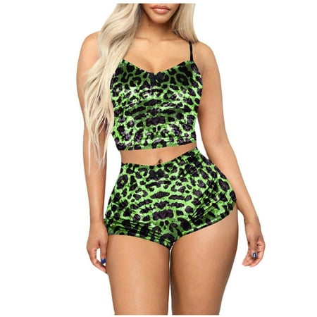 

TAIAOJING Women Pajamas Set Crop Shorts Camisole Top + Pieces 2 Outfit Romper Velvet Sleeveless Suits & Sets