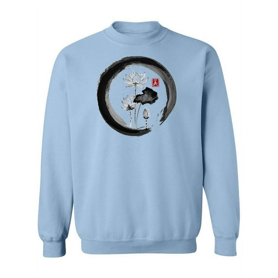 Lotus Flowers In Black Enso Zen Sweatshirt Women -Image by Shutterstock, Female x-Large