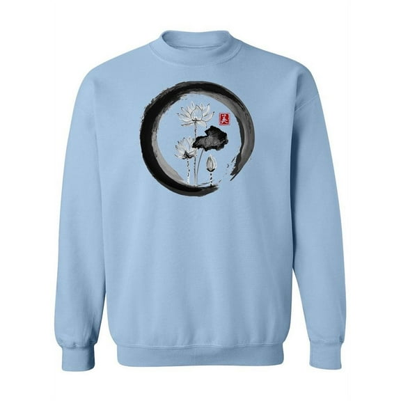 Lotus Flowers In Black Enso Zen Sweatshirt Women -Image by Shutterstock, Female x-Large