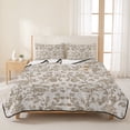 thumbnail image 3 of Queen Quilt Set 90''x96'', Farmhouse Khaki Lightweight Bedspread Coverlet Set with 2 Pillow Shams, Vintage Flower Leaf Botanical Plant Breathable All Season Quilt Bedding for Bedroom/Guest Room, 3 of 9