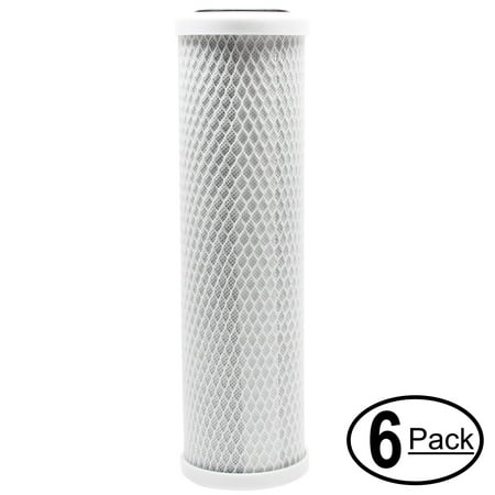

6-Pack Replacement for APEC ROES-50 Activated Carbon Block Filter - Universal 10 inch Filter for APEC ROES-50 - Essence 5-Stage 50 GPD Reverse Osmosis System - Denali Pure Brand