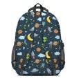 thumbnail image 3 of Alien Rocket Deep Blue Pattern Cute School Backpack Bag with Padded Back and Adjustable Shoulder Straps 16.9 X 12.6 X 5.9 Inches, 3 of 5
