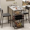 thumbnail image 2 of Yiwa Compact 3 Piece Dining Table Set, Features 2 Faux Leather Chairs, Built-In Wine Rack and Cup Holder, Rectangle Table with 4-Tier Shelves for Kitchen, Breakfast Nook, or Studio Apartment, 2 of 8