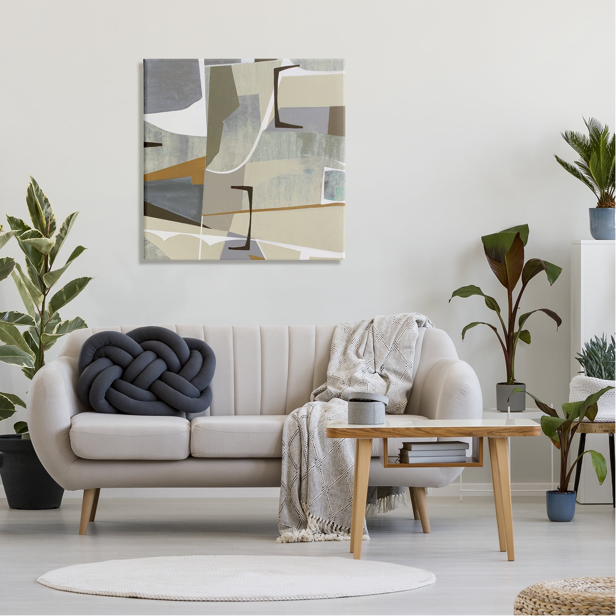 Stupell Industries Retro Geometric Composition Abstract Painting Gallery Wrapped Canvas Print Wall Art, 30 x 30