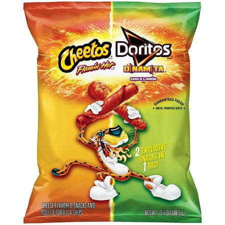Cheetos Flamin Hot Doritos Dinamita Chile Limon Snacks 3.125 Ounce Plastic Bag