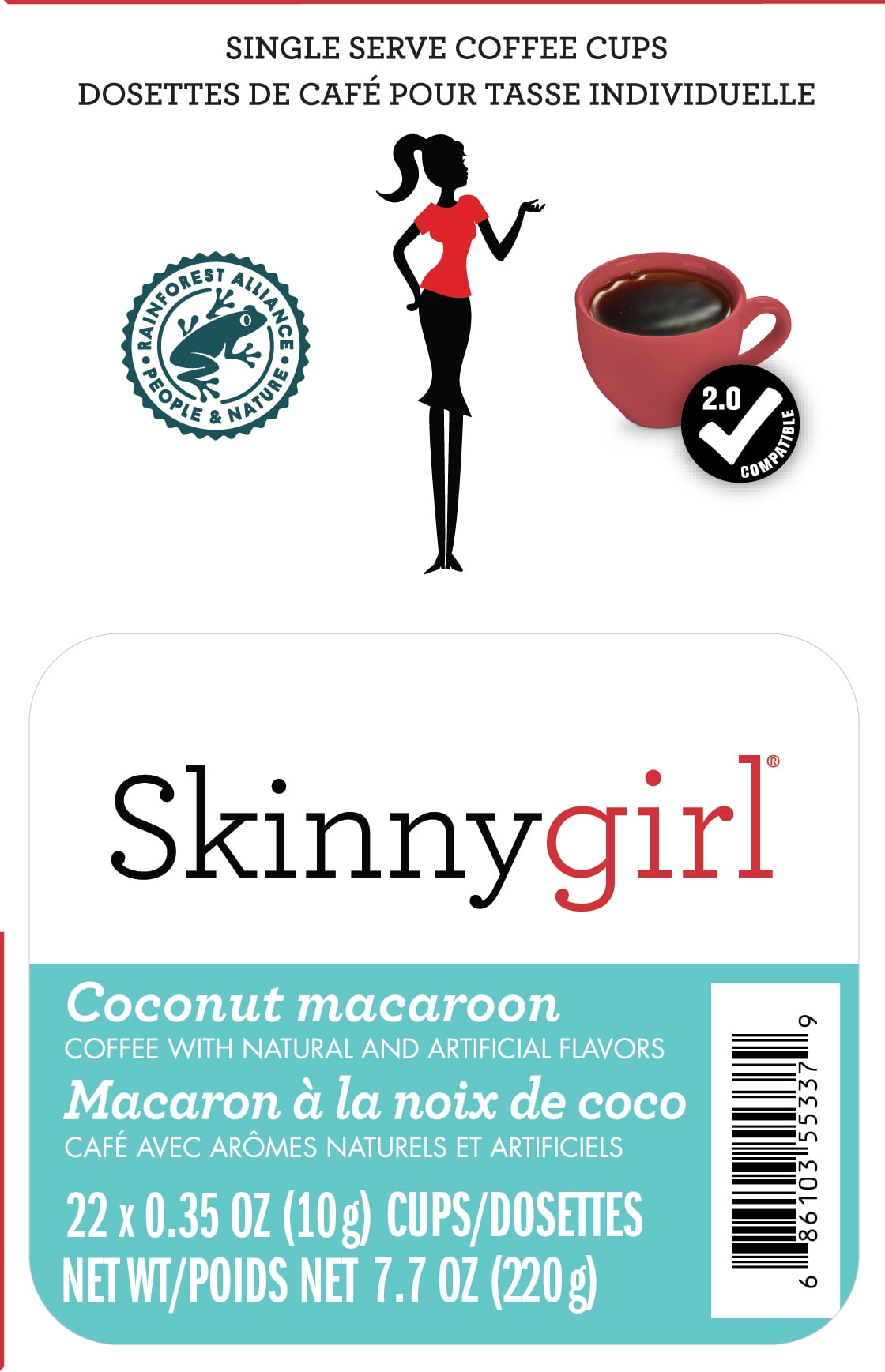 Skinnygirl Flavored Coffee Pods, Single Serve Coffee for Keurig K Cups Machines, 24 Count Americano Espresso Roast and 24 Count Coconut Macaroon, 48 Total Recyclable Pods