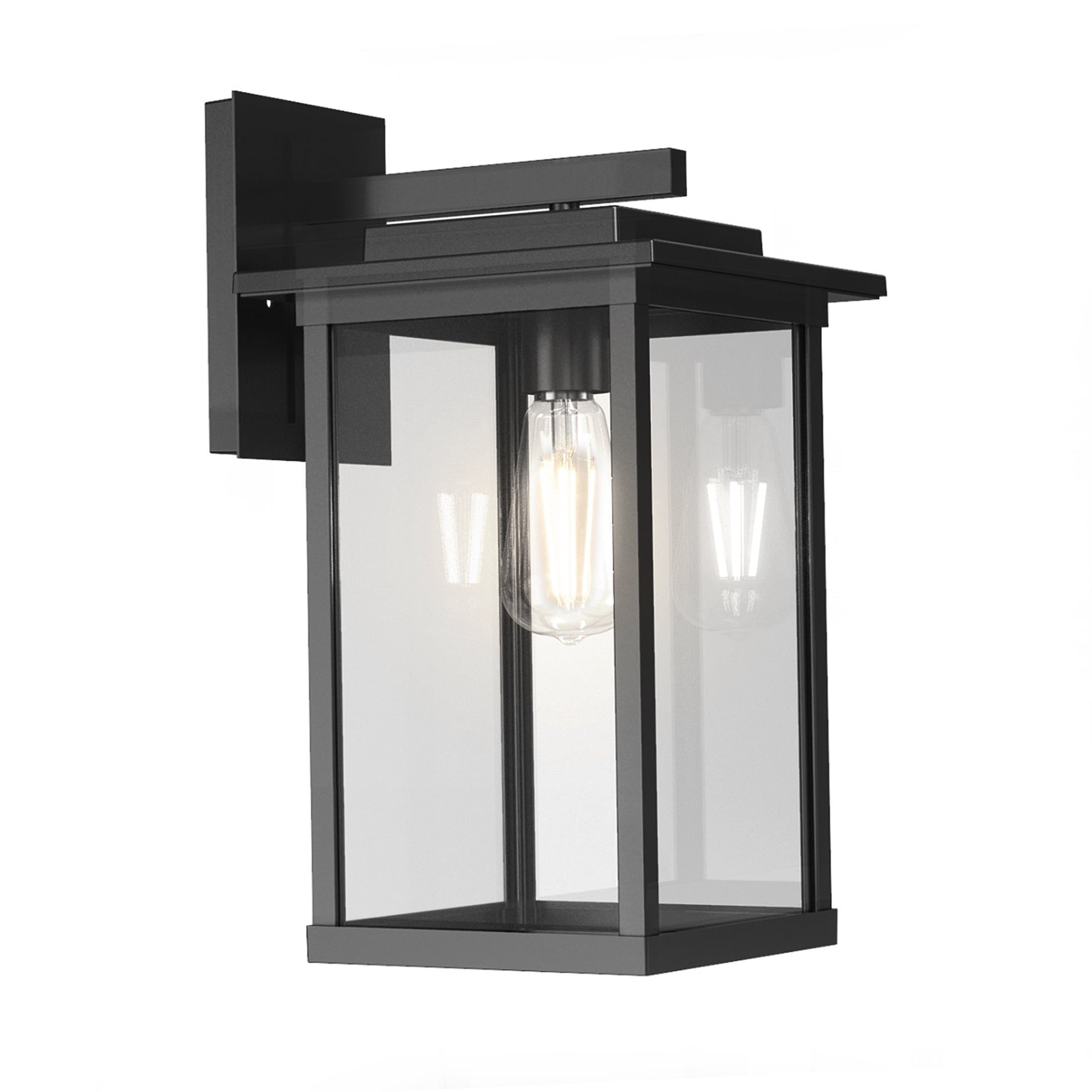 (2 pack) Better Homes & Gardens 15"H Modern Black Square Outdoor Wall Light, ST19 Bulb Not Included